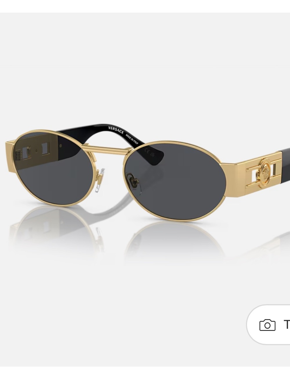 Versace Gold and Black Oval Medusa Sunglasses
